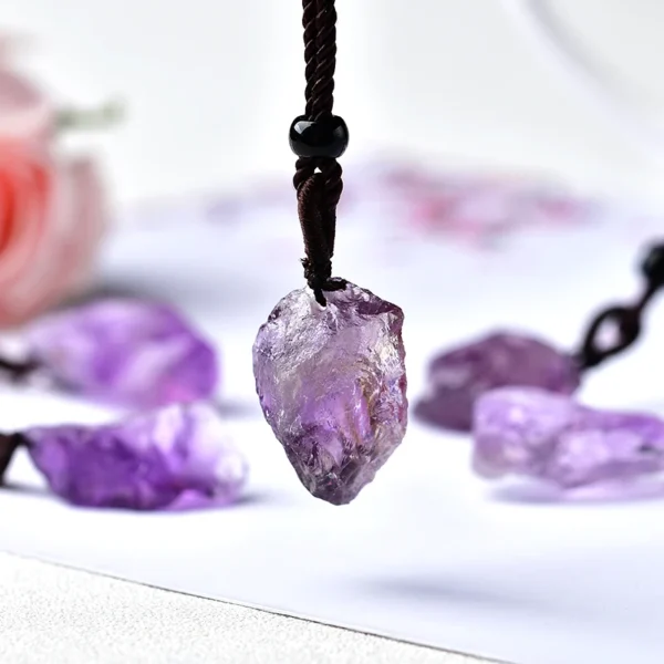 Raw Amethyst Crystal Necklace – Natural Stone Pendant for Healing, Balance & DIY Spiritual Jewellery - Image 4