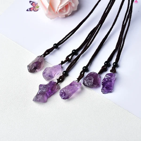 Raw Amethyst Crystal Necklace – Natural Stone Pendant for Healing, Balance & DIY Spiritual Jewellery - Image 2