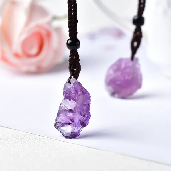 Raw Amethyst Crystal Necklace – Natural Stone Pendant for Healing, Balance & DIY Spiritual Jewellery - Image 3