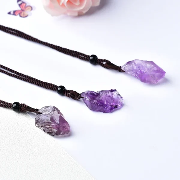 Raw Amethyst Crystal Necklace – Natural Stone Pendant for Healing, Balance & DIY Spiritual Jewellery - Image 5