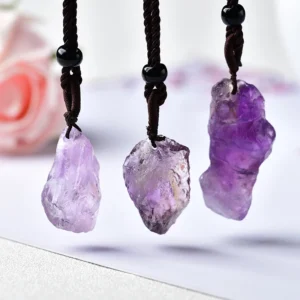 Raw Amethyst Crystal Necklace – Natural Stone Pendant for Healing, Balance & DIY Spiritual Jewellery