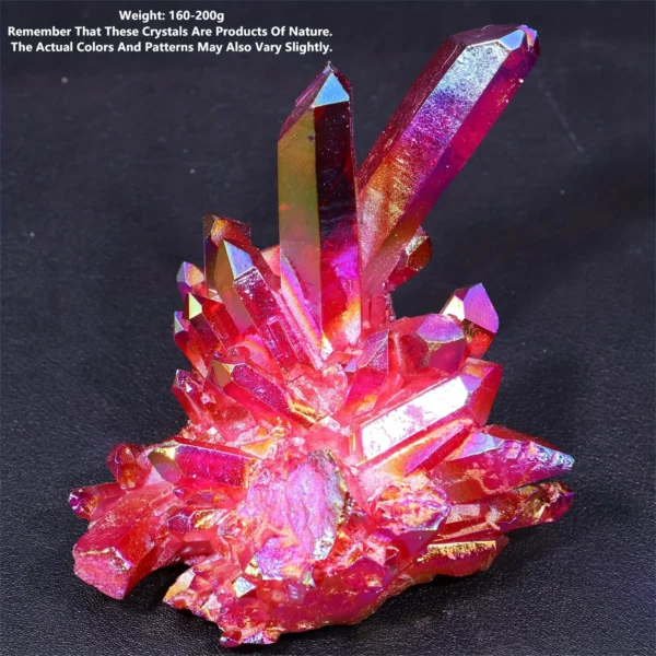 Radiant Red Titanium Rainbow Aura Crystal Cluster - Unique Natural Decoration for Office & Home, Perfect for Halloween & Christmas Gifts - Image 3