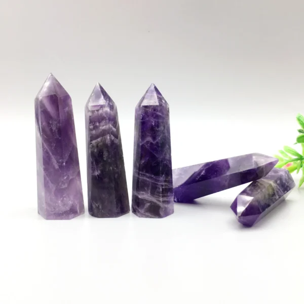 Natural Dream Amethyst Crystal Wand – Hexagonal Healing Column for Energy Focus, Meditation & Desk Décor - Image 4