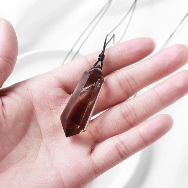 Smoky Quartz Double Point Pendant – Natural Chakra Healing Crystal Wand Necklace for Energy, Reiki & Spiritual Gifts - Image 3