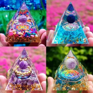 Orgone Energy Pyramid – Amethyst & Peridot Crystal Chakra Generator for Healing, Meditation & Abundance