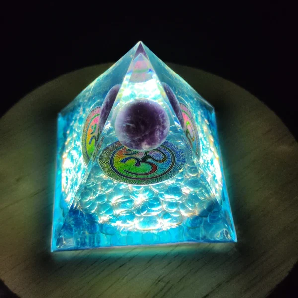 Orgone Energy Pyramid – Amethyst & Peridot Crystal Generator for Chakra Healing, Reiki & Home Décor - Image 7