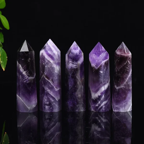 Natural Dream Amethyst Crystal Wand – Hexagonal Healing Column for Energy Focus, Meditation & Desk Décor