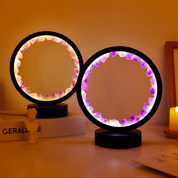 Natural Amethyst Crystal LED Lamp – Feng Shui Stone Light for Healing, Calm & Home Décor Energy - Image 4