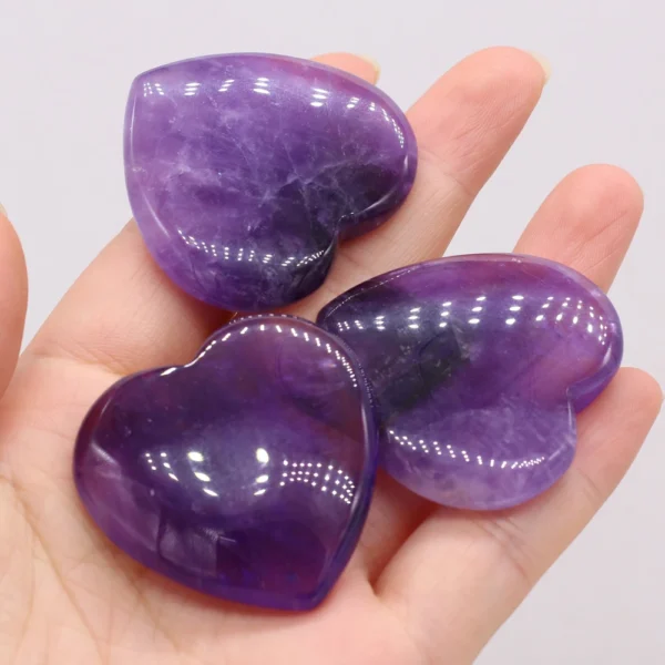 Natural Amethyst Heart Stone – 40mm Crystal for Love, Healing & Home Décor Energy - Image 8