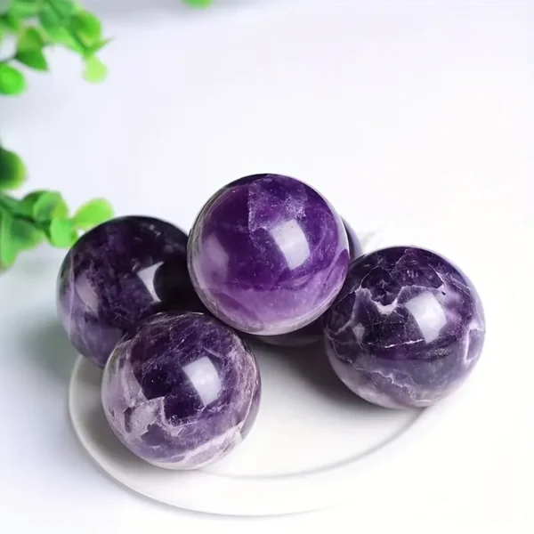 Set of 5 Amethyst Crystal Spheres – Radiate Calm, Clarity & Sparkle - Image 3