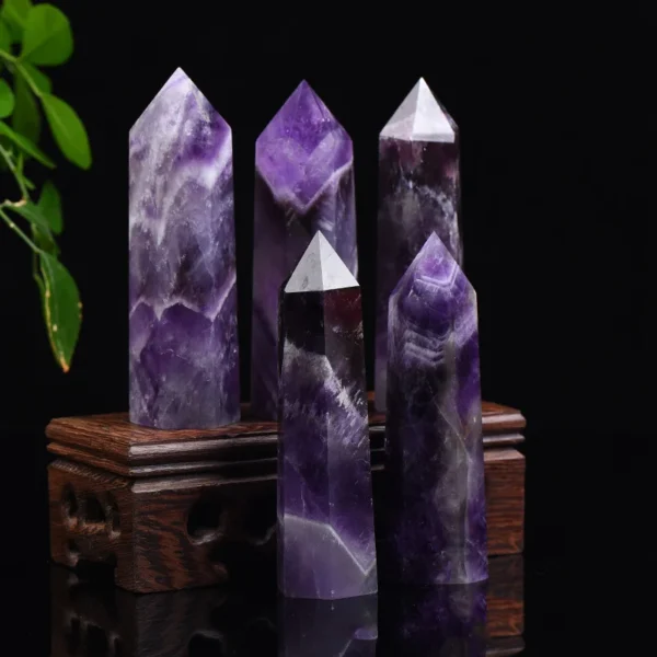 Natural Dream Amethyst Crystal Wand – Hexagonal Healing Column for Energy Focus, Meditation & Desk Décor - Image 3