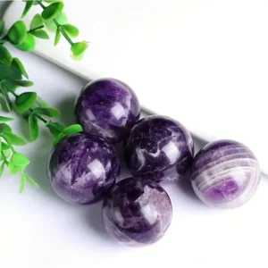 Set of 5 Amethyst Crystal Spheres – Radiate Calm, Clarity & Sparkle