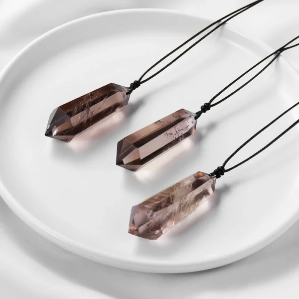 Smoky Quartz Double Point Pendant – Natural Chakra Healing Crystal Wand Necklace for Energy, Reiki & Spiritual Gifts - Image 4