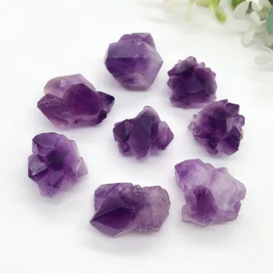 20PCS Natural Amethyst Cluster Stones – Raw Polished Crystals for Healing, Reiki, Décor & Aquarium Energy