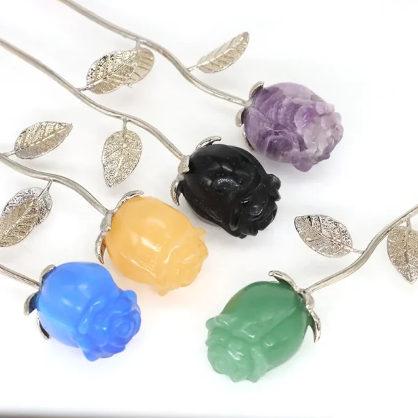 Crystal Carved Rose Flower – Natural Amethyst & Quartz Wedding Favours, Healing Décor & Romantic Gifts - Image 2