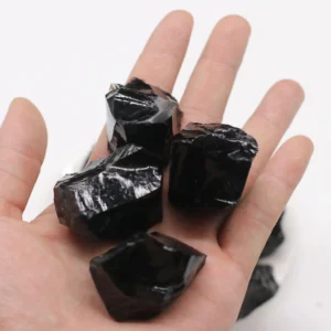 Raw Black Obsidian Rough Stones - Natural Quartz Healing Crystals for Home Décor, Mineral Specimen, and Spiritual Energy