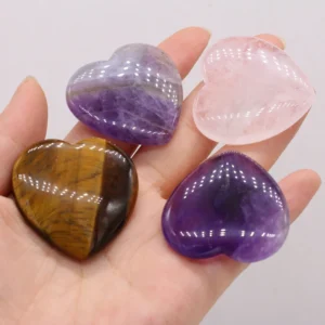 Feel the Love: Natural Crystal Heart Thumb Stone for Healing & Harmony