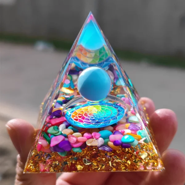 Orgone Energy Pyramid – Amethyst & Peridot Crystal Chakra Generator for Healing, Meditation & Abundance - Image 5