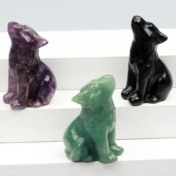 Mini Carved Crystal Wolf Figurine – 1.5" Natural Stone Totem for Chakra Healing, Home Décor & Spirit Animal Energy - Image 3