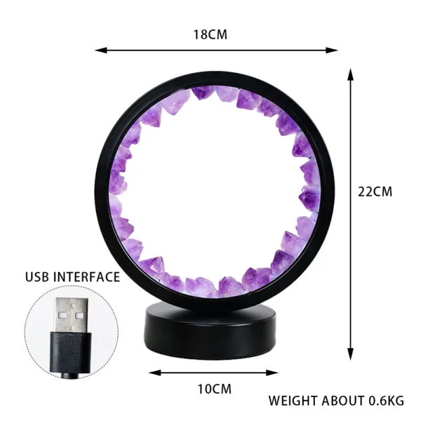 Natural Amethyst Crystal LED Lamp – Feng Shui Stone Light for Healing, Calm & Home Décor Energy - Image 2