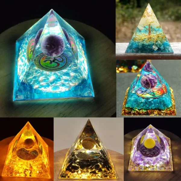Orgone Energy Pyramid – Amethyst & Peridot Crystal Generator for Chakra Healing, Reiki & Home Décor - Image 4
