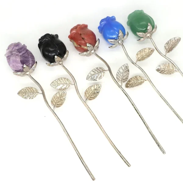 Crystal Carved Rose Flower – Natural Amethyst & Quartz Wedding Favours, Healing Décor & Romantic Gifts - Image 3
