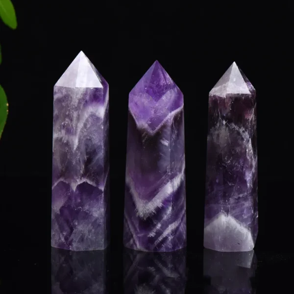 Natural Dream Amethyst Crystal Wand – Hexagonal Healing Column for Energy Focus, Meditation & Desk Décor - Image 2