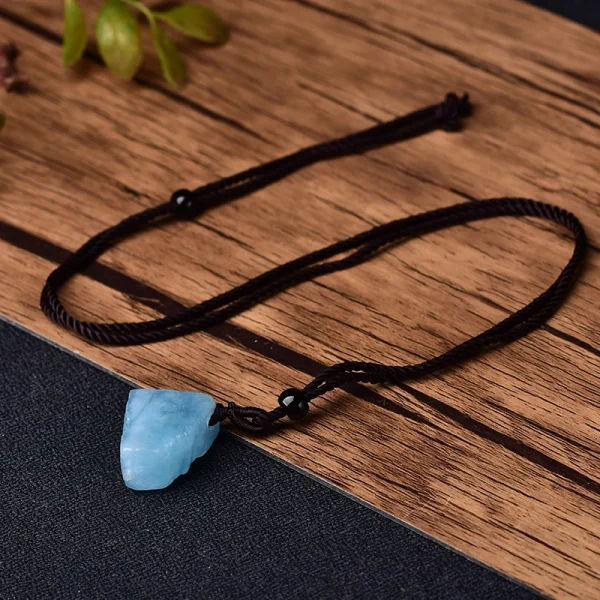 Wear the Ocean's Calm: Natural Aquamarine Raw Crystal Pendant for Men & Women - Image 2