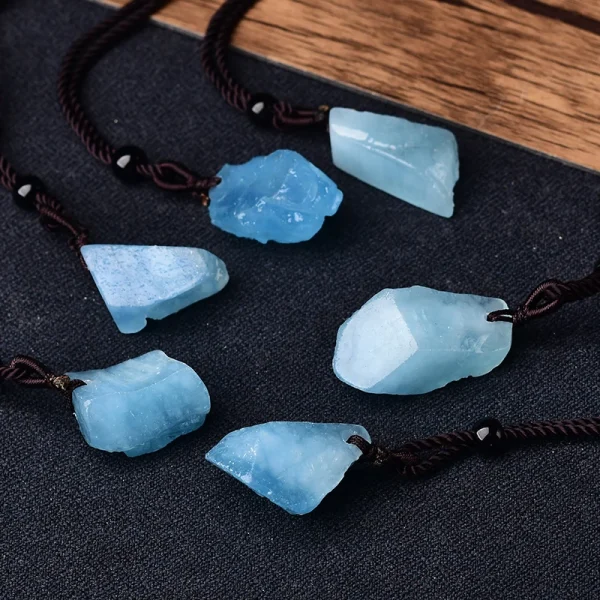Wear the Ocean's Calm: Natural Aquamarine Raw Crystal Pendant for Men & Women - Image 5