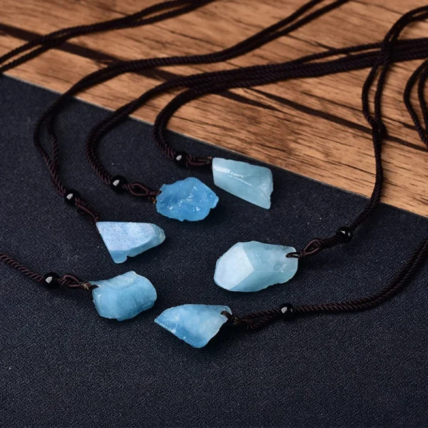 Wear the Ocean's Calm: Natural Aquamarine Raw Crystal Pendant for Men & Women - Image 6