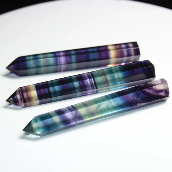 Vibrant Energy: Natural Colorful Striped Fluorite Crystal Wand for Healing & Harmony - Image 4