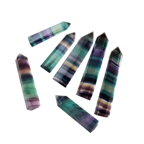 Vibrant Energy: Natural Colorful Striped Fluorite Crystal Wand for Healing & Harmony - Image 3