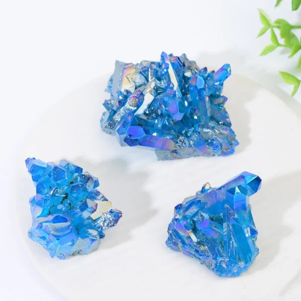 Ignite Your Aura: Dazzling Sky Blue Titanium Quartz Crystal Cluster - Image 3