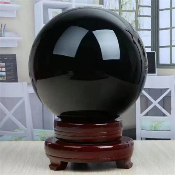 Unveil Deep Wisdom: Natural Black Obsidian Crystal Sphere for Protection & Power - Image 6
