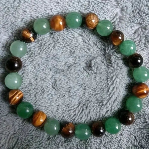 Embrace Serenity & Fortune: Natural Yellow Tiger's Eye & Green Aventurine Crystal Bracelet - Image 2