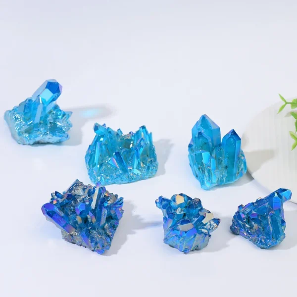 Ignite Your Aura: Dazzling Sky Blue Titanium Quartz Crystal Cluster - Image 4
