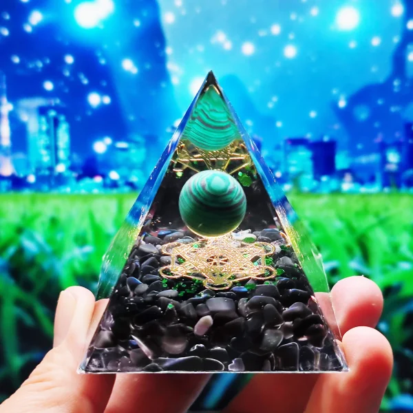 Harmonize Your Space: Amethyst Orgone Pyramid for Energy Protection & Healing - Image 3