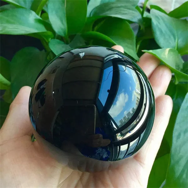 Unveil Deep Wisdom: Natural Black Obsidian Crystal Sphere for Protection & Power - Image 5