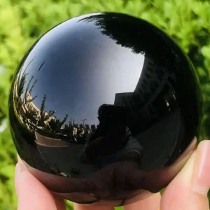 Unveil Deep Wisdom: Natural Black Obsidian Crystal Sphere for Protection & Power