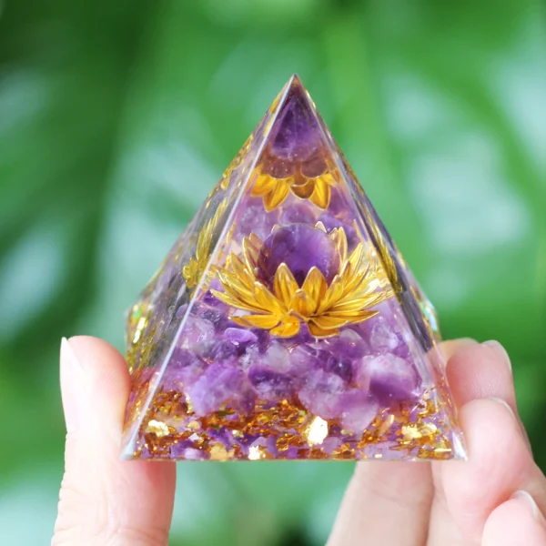 Harmonize Your Space: Amethyst Orgone Pyramid for Energy Protection & Healing - Image 4