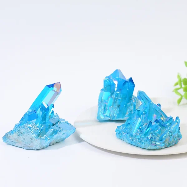 Ignite Your Aura: Dazzling Sky Blue Titanium Quartz Crystal Cluster - Image 2