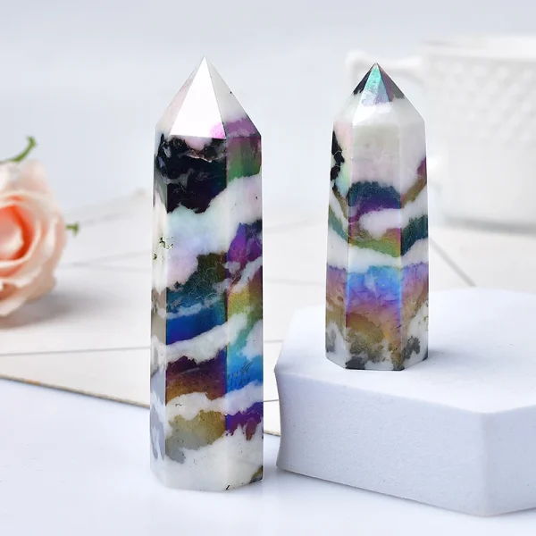 Command Attention: Zebra Quartz Aura Obelisk for Powerful Energy & Style