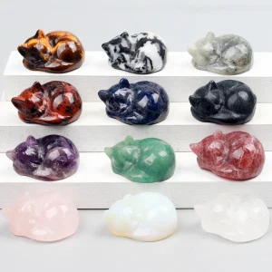Enchanting Crystal Kittens: Hand-Carved Energy for Your Home!