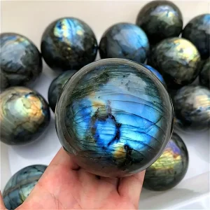 Gaze into the Cosmos: Natural Labradorite Crystal Sphere for Intuition & Magic