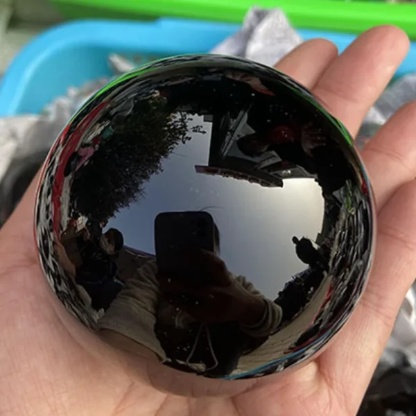 Unveil Deep Wisdom: Natural Black Obsidian Crystal Sphere for Protection & Power - Image 2