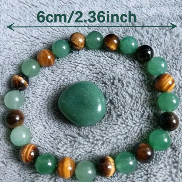 Embrace Serenity & Fortune: Natural Yellow Tiger's Eye & Green Aventurine Crystal Bracelet - Image 3